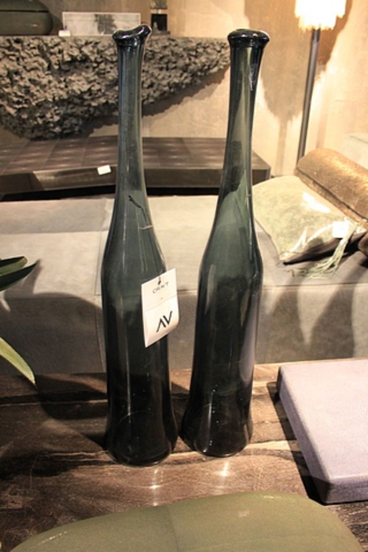 Vases Shifa – a clear smooth finish bottle vase in new blue colour set of 2 65x12cm Cravt SKU