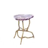 Brass agate table amethyst top large. Rich in colour and style this smart and practical table, is