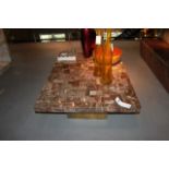 Coffee Table contemporary style, large rectangular low level petrified wood table with textured matt