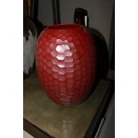 Glass Vase Ruby shows off wraparound faceted cut detail, and generous proportions 33x24cm Cravt