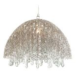 Hanging Lamp Fairytale Nickel Metal Nickel Plated and Glass Drops. Luxuriously chic, providing a