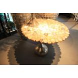 Side Table Straggle with Extra Large Mixed Agate Top, Mixed Agate and Hammered Bronze Leg,