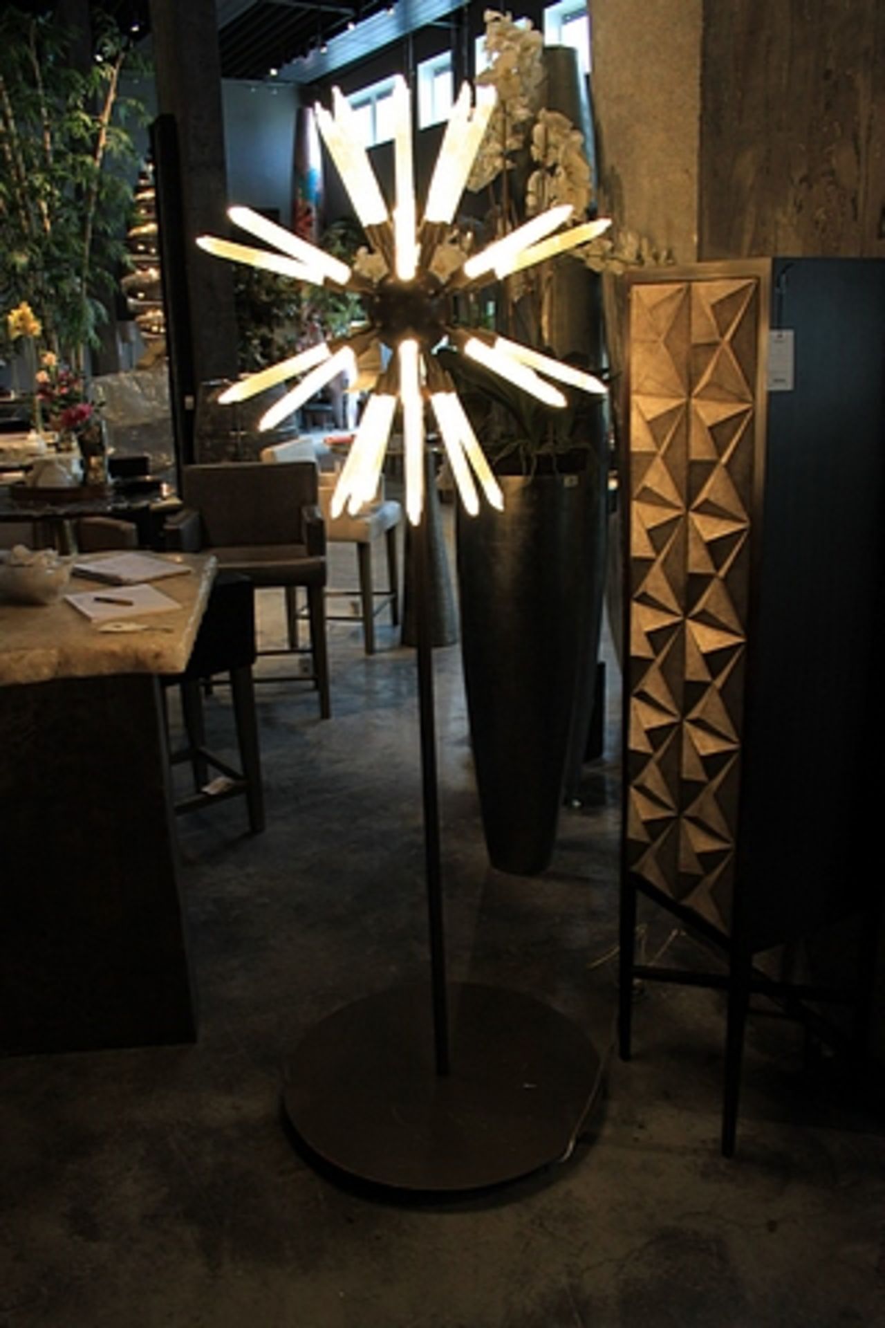 Floor Lamp Star 32 a contemporary selenite stone lamp on metal structured base this crystal lamp - Image 3 of 3