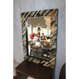 Blow Marbled Mirror with a Diagonally Horn Striped arrangement, a striking piece using natural