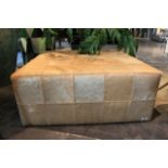 Pouffe – a luxurious large beige gold cow hide pouffe 100x100x40cm Cravt SKU 850026