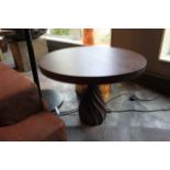 Coffee table – hand made solid wood modern style coffee table with a pedestal carved leg
