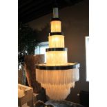 Hanging Lamp show-stopping tiered effect Selenite chandelier style illuminator, embellished with