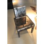 Dining Chair Helsinki Platinum Cow Leather Antique Black Platinum Rusty 54x60.5x84cm Cravt SKU