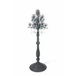 Floor lamp crown xxxl fine iron wire anthracite and glass drops 13 lights, glamorous floor lamp is
