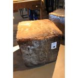 Pouffe square pouffe upholstered in natural platinum buck Hide 45x45x45cm Cravt SKU 850011