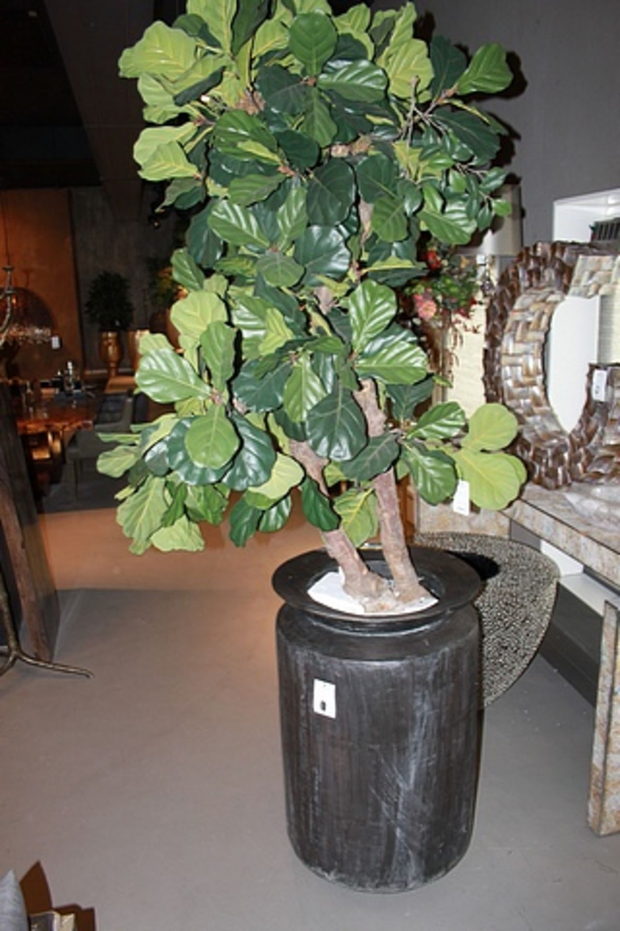 Vase Barto large tall vase in matt dark colouring and a brass finish with plant 960025 90x60cm AF