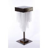 Table lamp selenite night lamp square in bronze finish with selenite sticks 1 light. Provides a