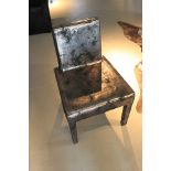 Dining Chair Helsinki Platinum Cow Leather Antique Black Platinum Rusty 54x60.5x84cm Cravt SKU