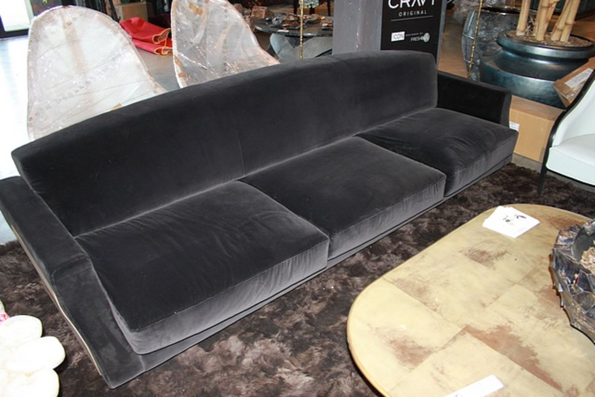 Sofa Armada Triple plush velvet sofa decadently soft yet durable constructed on a wood and metal