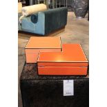 Box Sixties an elegant handmade box from cow horn and ebony covered with a luxurious orange stingray