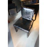 Dining Chair Helsinki Platinum Cow Leather Antique Black Platinum Rusty 54x60.5x84cm Cravt SKU