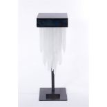 Table lamp selenite night lamp square in darkened metal finish with selenite sticks 1 light.