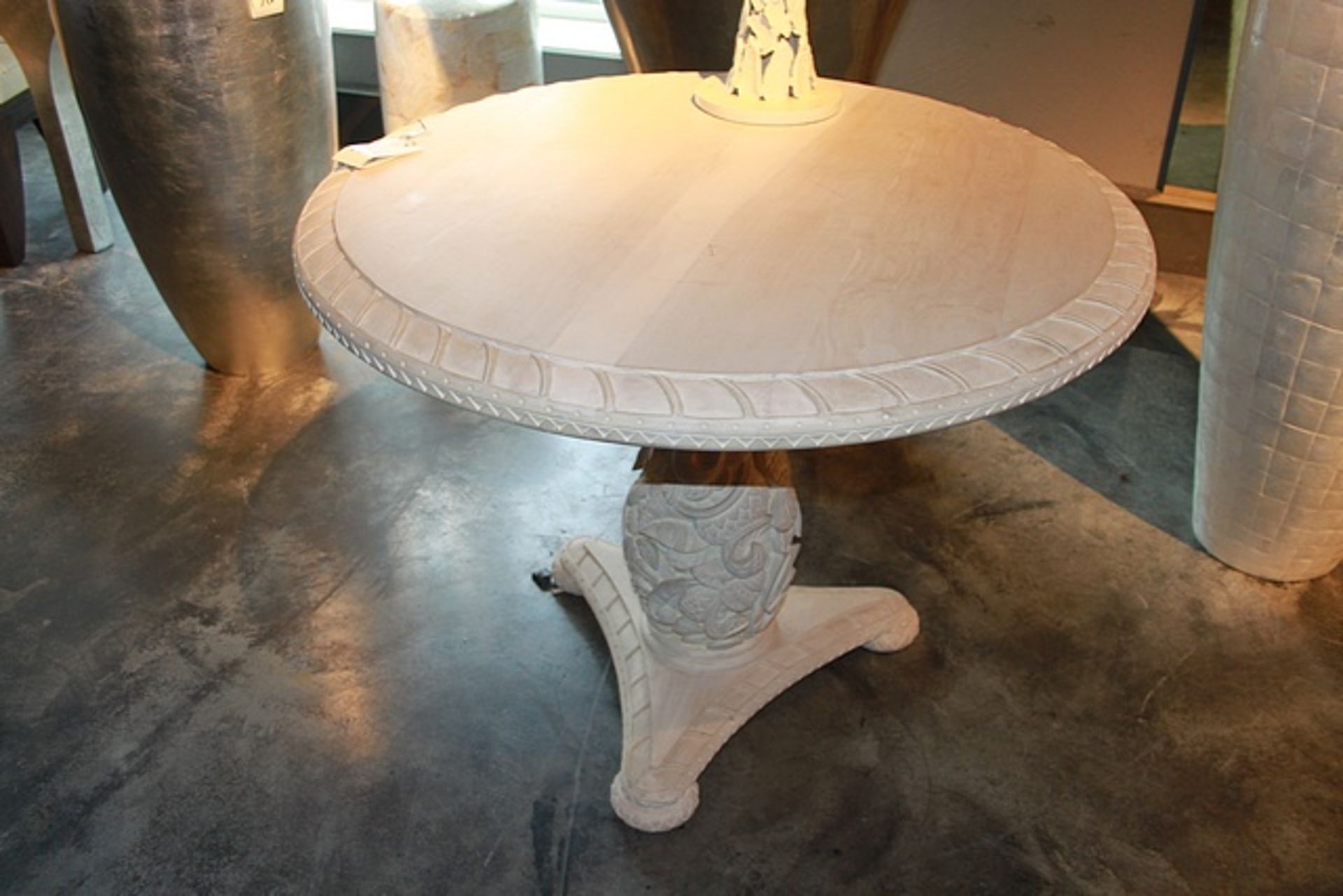 Table a stunning hand carved Lenga wood centre table with a natural super white oil finish