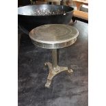 Side Table Bombay white metal polished sheet cladded table in antique silver with intricate carved