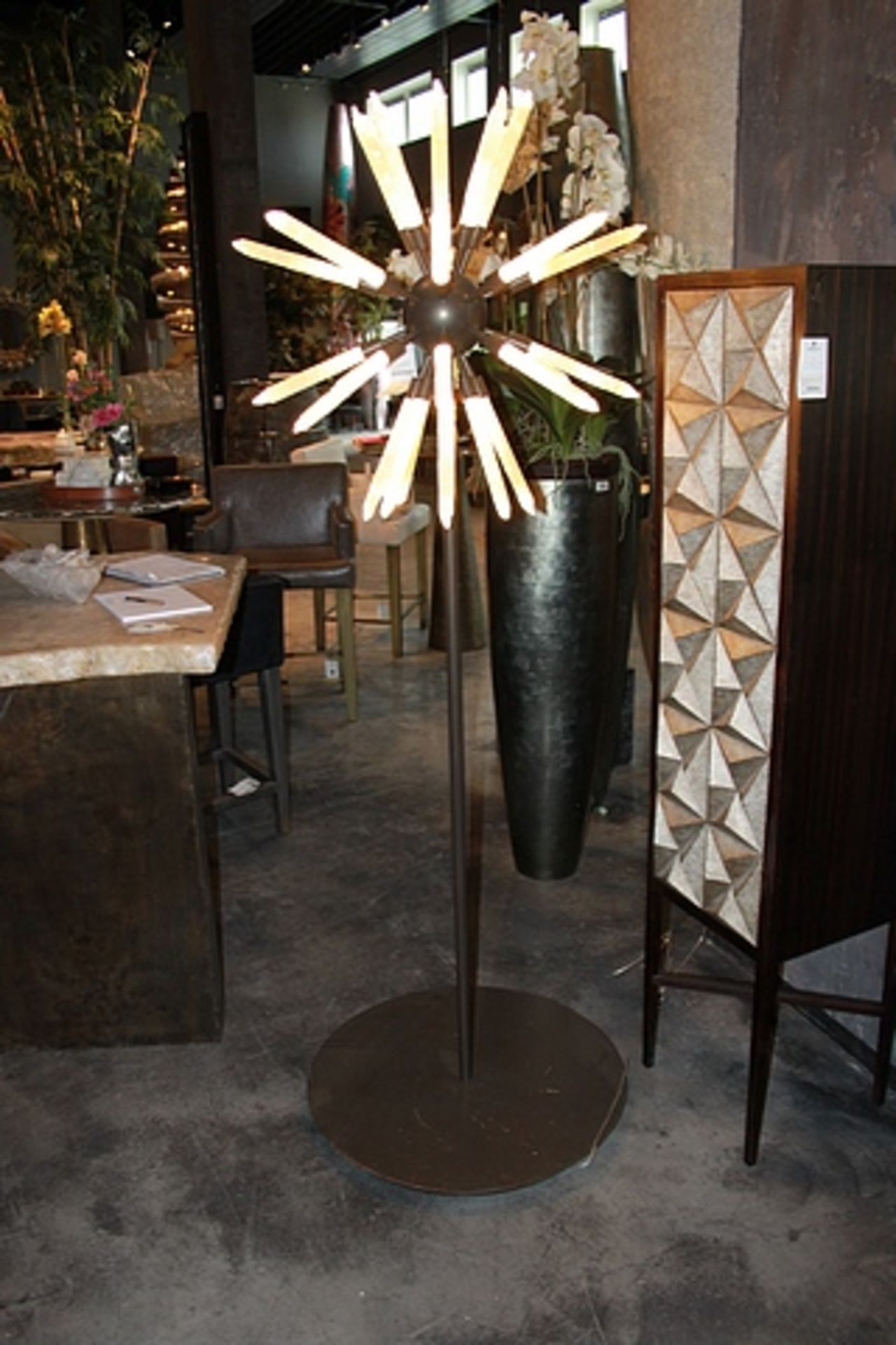 Floor Lamp Star 32 a contemporary selenite stone lamp on metal structured base this crystal lamp - Image 2 of 3