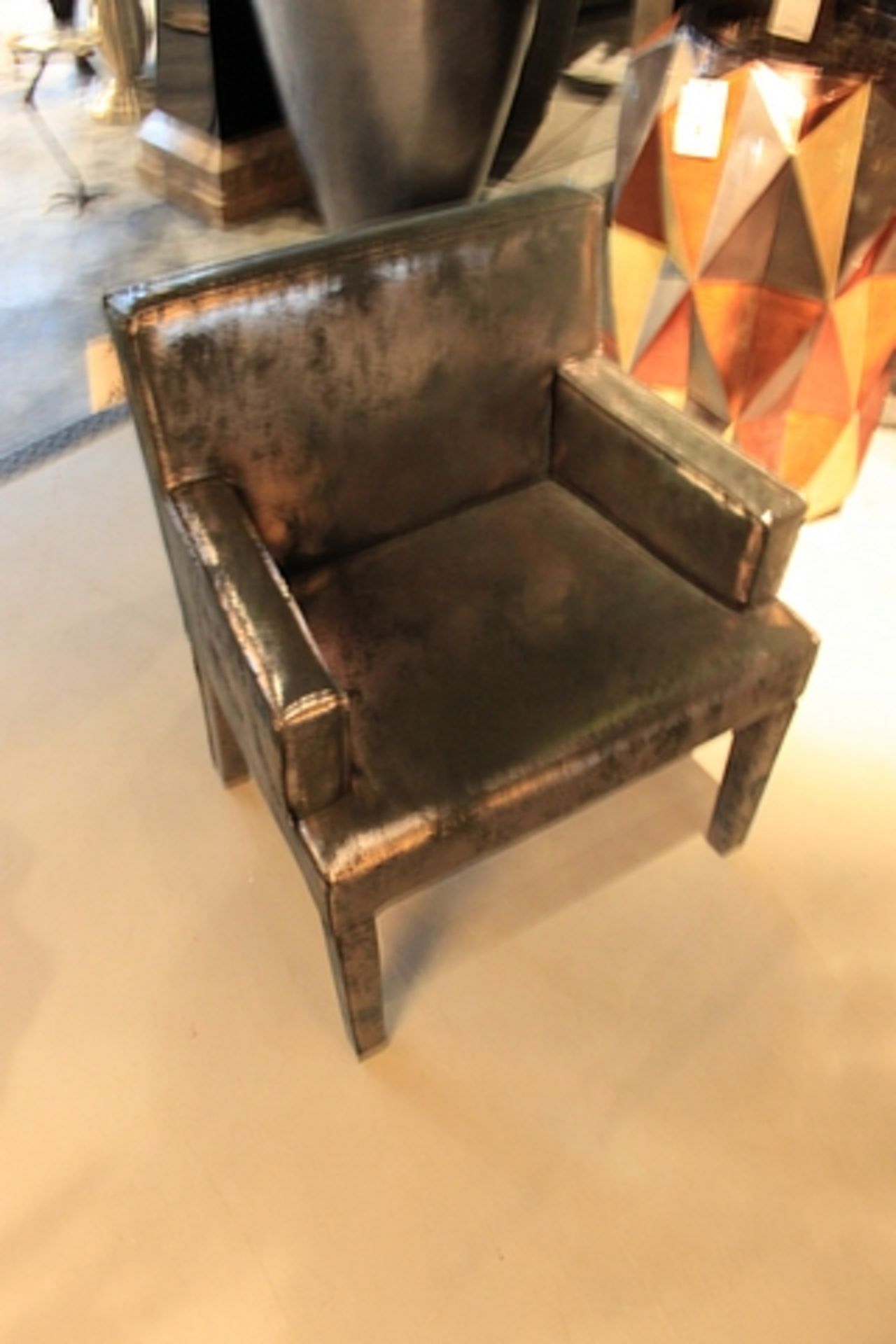 Dining Armchair Stockholm hand crafted and upholstered in antique and rusty platinum cow leather