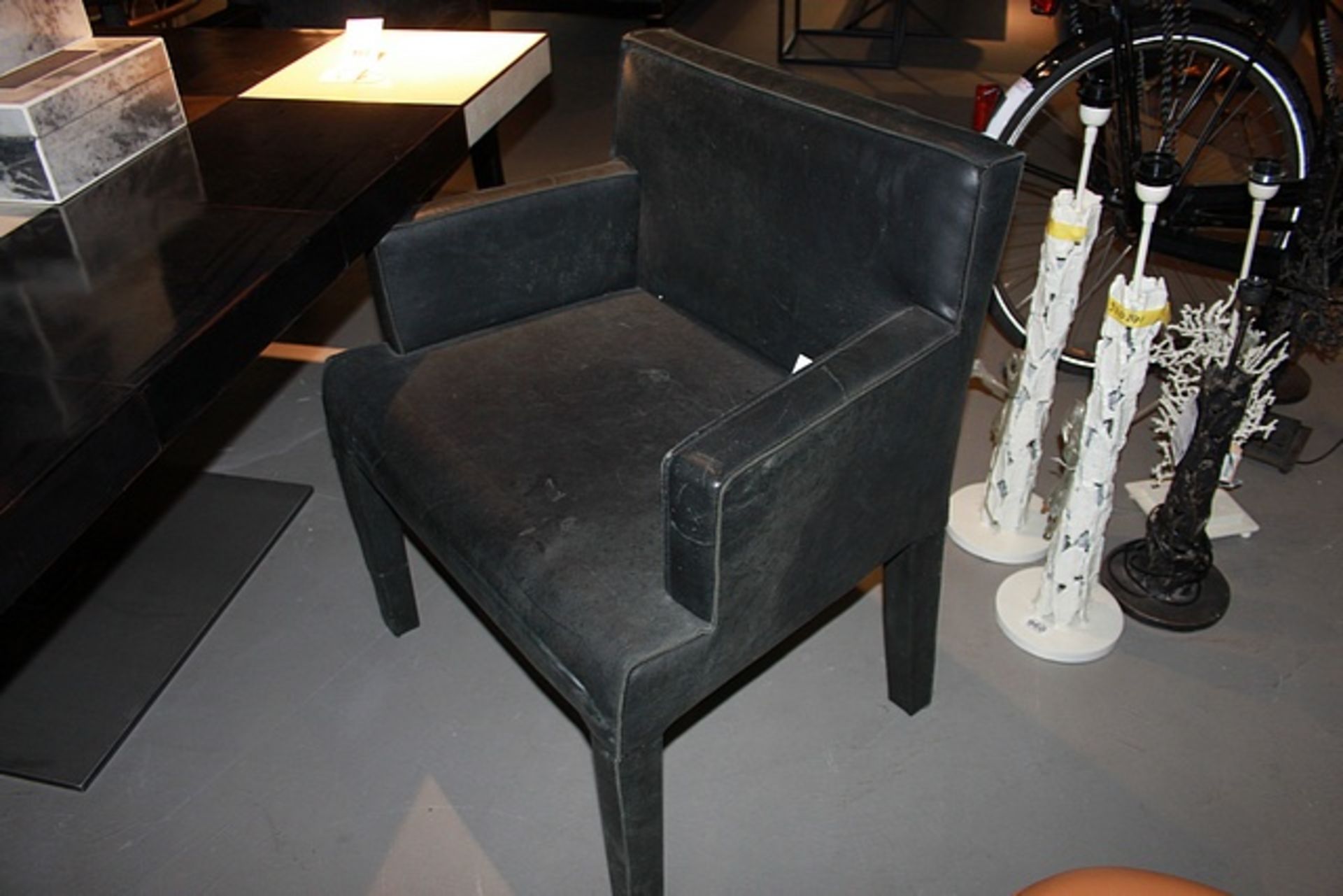 Dining Armchair Stockholm upholstered in rusty black cow leather 70x61x84cm AF Cravt SKU 850125