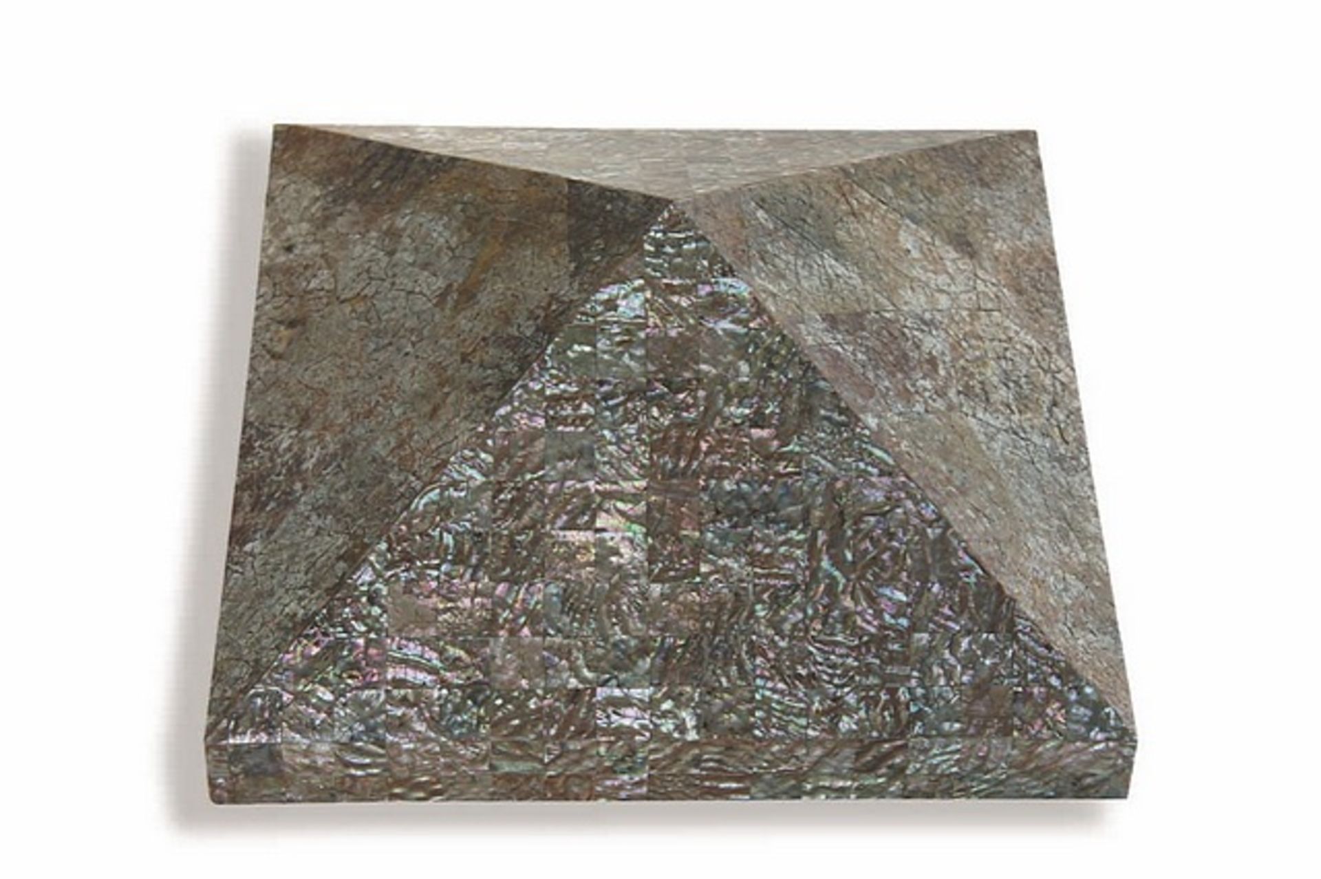 Wall panel panay beige paua shell blocks and cracked mother of pearl raw. Glistening under the