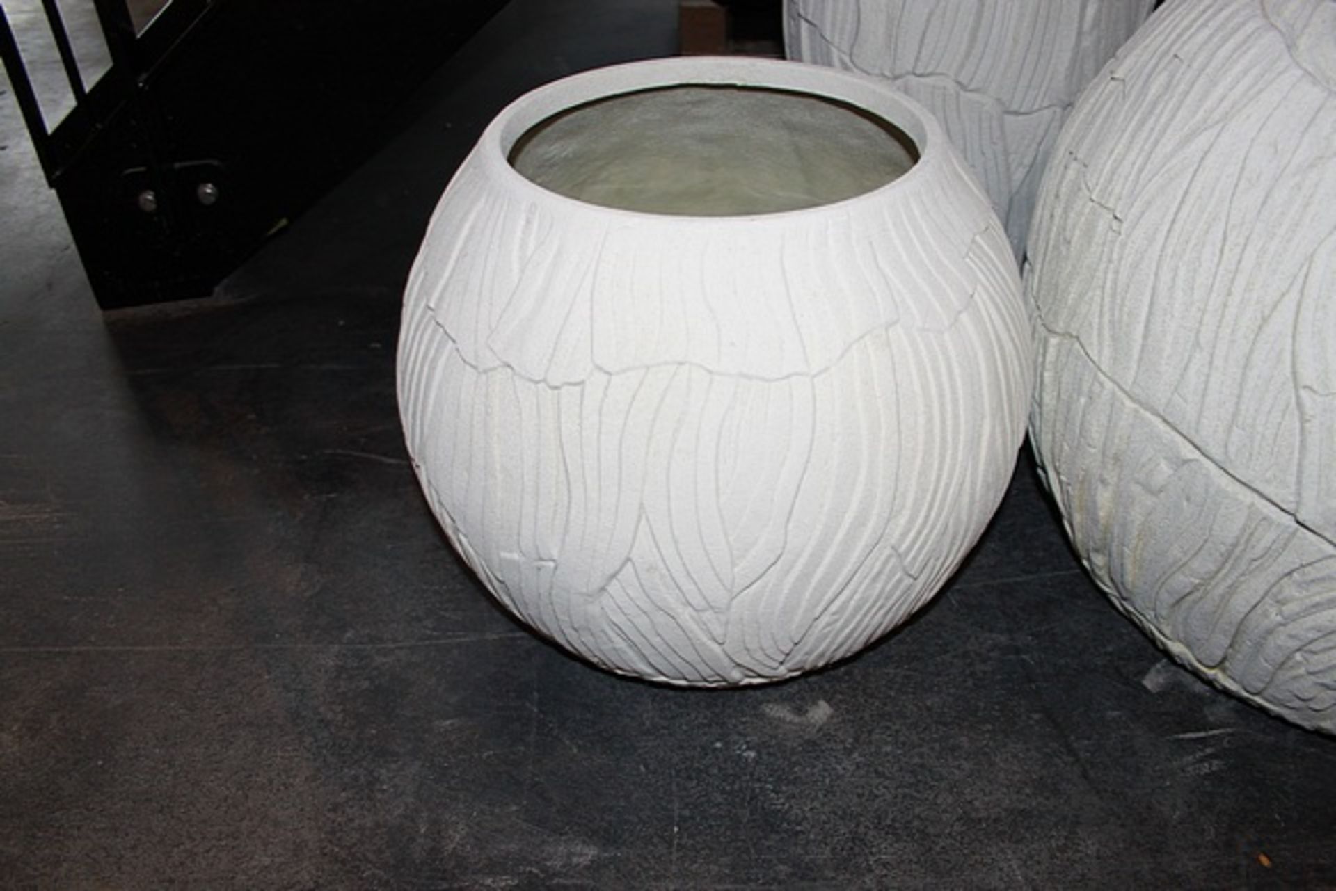 Bowl Round a hand carved white wash Sawa bowl 38x47cm Cravt SKU 233009P