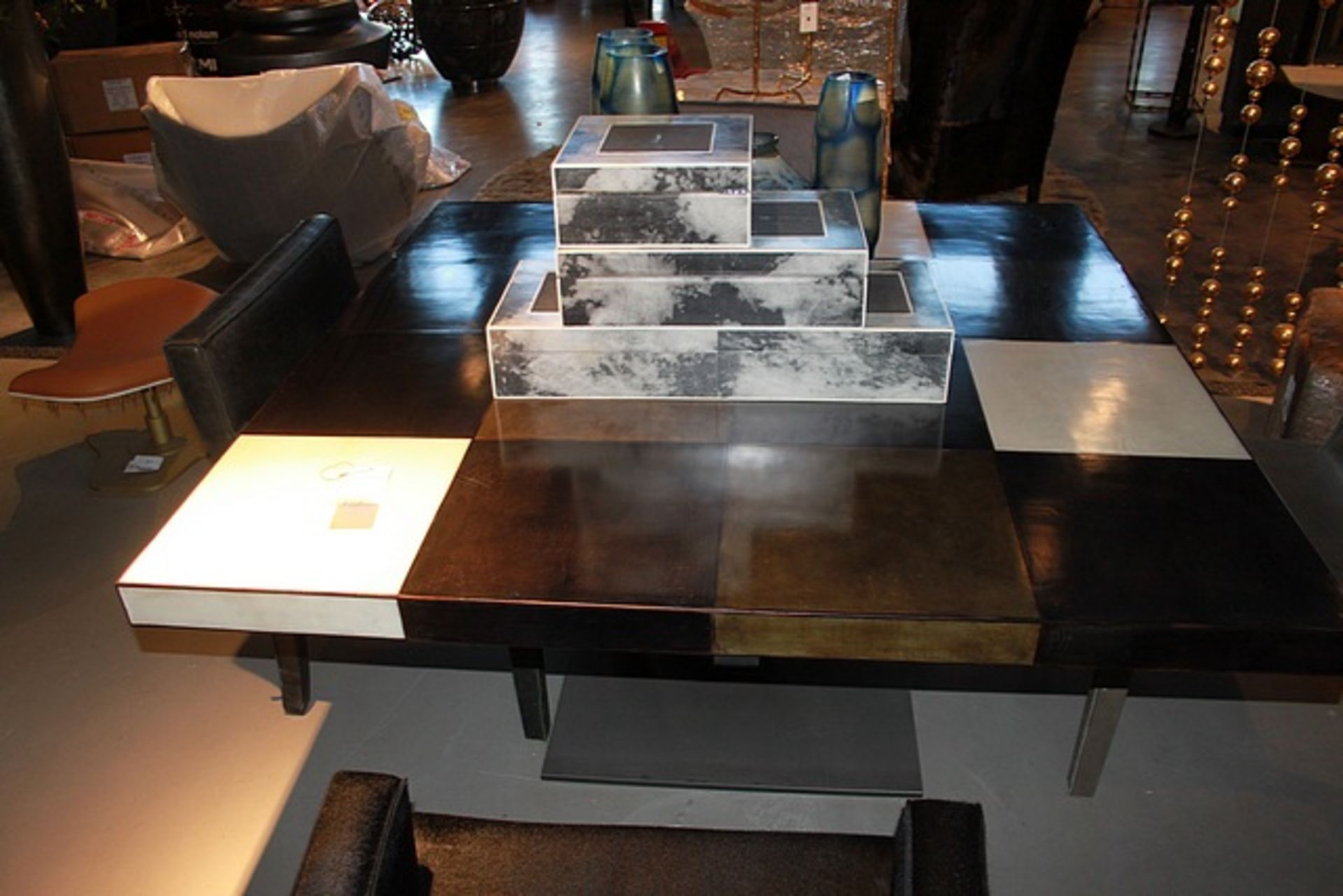 Coffee table pairing an amalgamation of the finest materials with an eye catching block form, simply