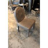 Dining Chair Helsinki hand crafted round upholstered in grey Lucido cow leather 54x59x97cm Cravt SKU