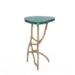 Brass agate table  malagite small. Perfect for adding a decorative touch to an interior, this