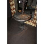 Table Hand carved Lenga Wood Oil Finish Charcoal + 15% Silverwash Glass Top Palm 76x77cm Cravt SKU