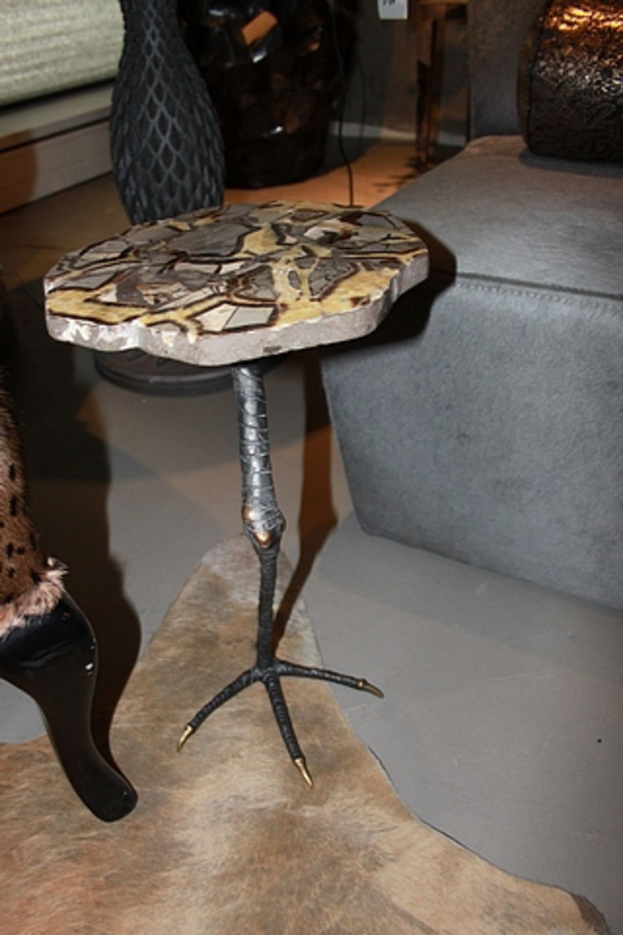 Side table break a leg side table with sand top sepataria stone top, a solid antique monopodial