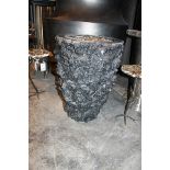 Vase hand carved in wonderful lava stone bowl made of volcanic lava from Java, Indonesia with the