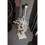 Table Lamp Coral Stand displays a decoratively ornate cluster of fine coral wrapped around the