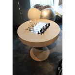 Chess Table Kasparov a glamorous chess table with handy storage drawer, covered in antique