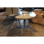 Side Table Triangle a three part parchment top side table hand crafted with a modern base leg