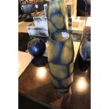 Glass vase hand craft stone cut blue and cream vase 40x14.5cm Cravt SKU 320339