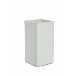 Square Planter White Laquer Oblungo White Medium with plant. Solid block colour offering an