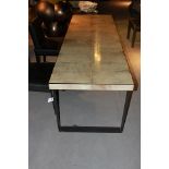 Table Top featuring a rectangular water grey parchment and ebony isle medium grey finish, and