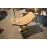 Stool Leuley antique updated Roman style Stingray and ebony stool with contoured curvaceous seat and