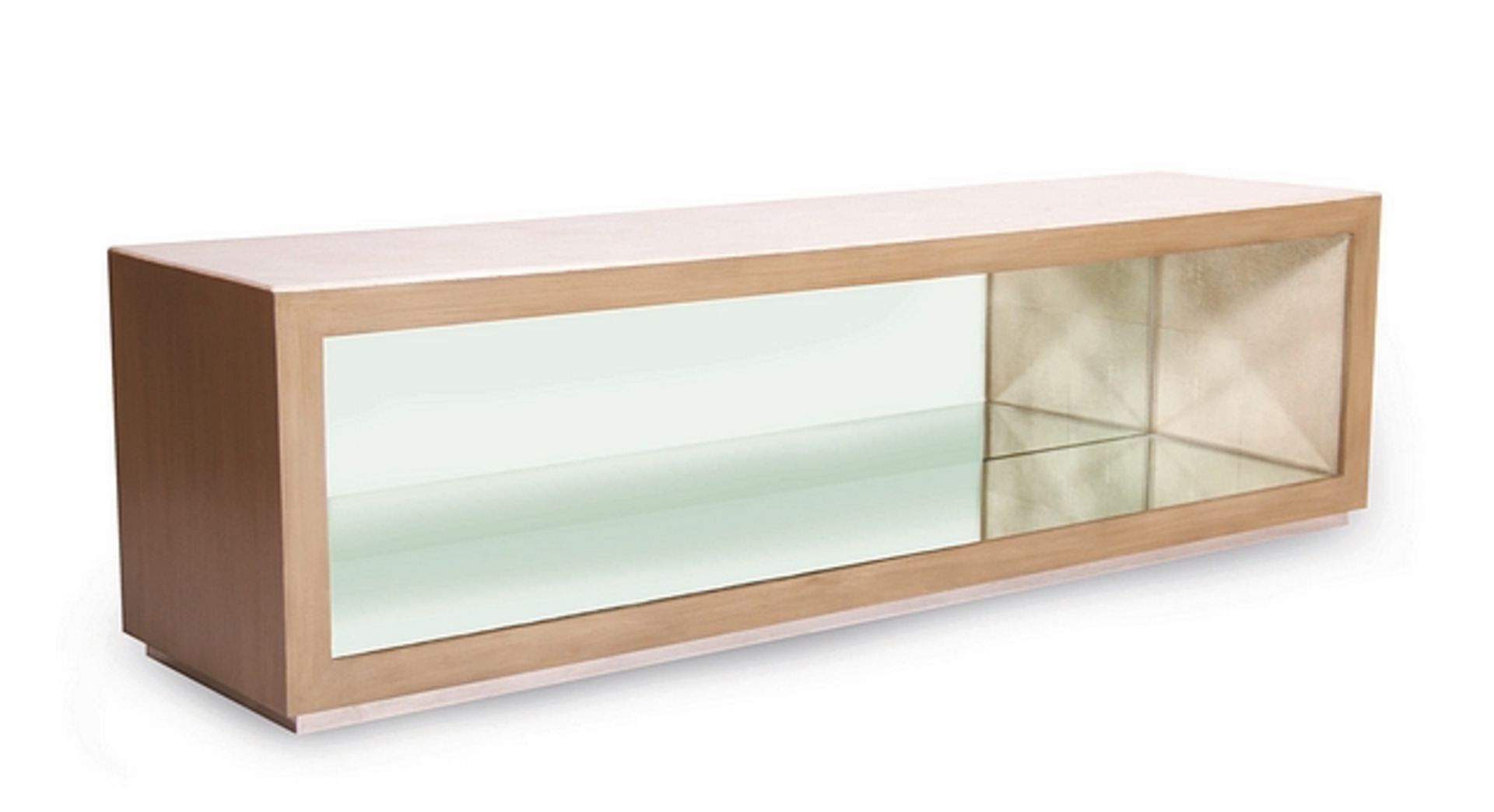 Mirror. Box mirror in neutral and serene tones of pine, enabling light to enter the room and