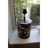 Table Lamp Celebes Black Low Black & White Petrified Wood On Antique Black Powder Coated Iron Base