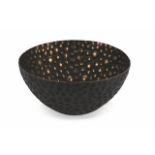 Bowl adorned with small antique brass droplets with highlights, his bowl is perfect for adding a