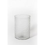 Vase, glass geometrical design hand cut stone finish in stone white harwin large white sold per 4