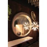 Mirror Through a dark silver leaf and polished egg shell framed wall mirror S2029 200x180x20cm Cravt