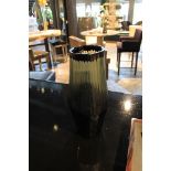 Glass Vase Cigar and hand crafted large black and grey rib design vase 31x14cm Cravt SKU 320358