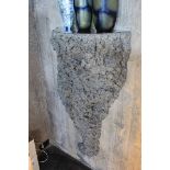 Hanging Console Table Grey Lava Stone with Stainless Steel Lava Grey Hanging Medium 65x28x130cm