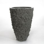 Vase grey lava stone and stainless steel top rim buoy lava grey extra large. Rustic and abundant