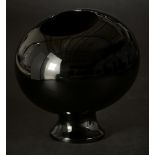 Vase ball on foot leaning black lacquer , A sleek high gloss vase, modern and round, a decadent